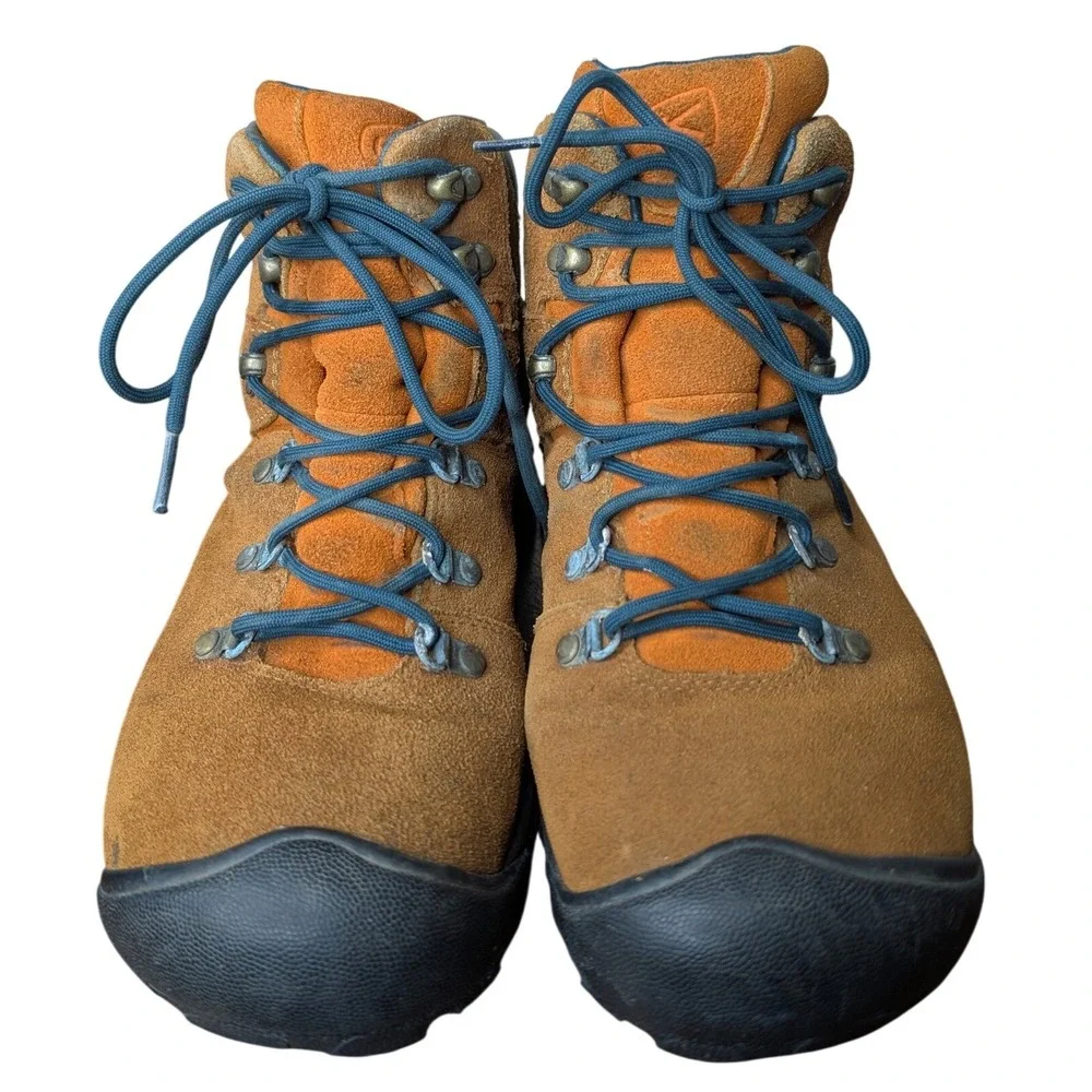 Keen Pyrenees Hiking‎ Men's 10 Brown Orange Suede Leather Lace Up work boots - Picture 2 of 8